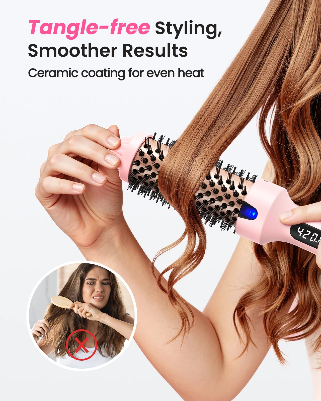 Thermal Brush Blowout Boost 1.5 inch Heated Round Brush for Blowout Look Dual Voltage Negative Ion Technology 6 Temperature Mode