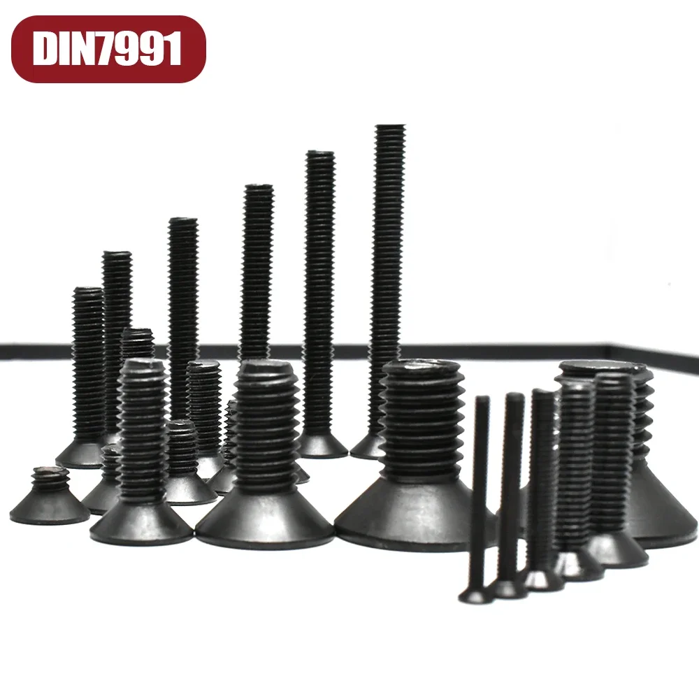 M2 M2.5 M3 M4 M5 M6 M8 M10 M12 DIN7991 Carbon Steel Hexagon Socket Flat Countersunk Head Screw Hex Socket Bolts Machine Screws Hexagon Socket Screws