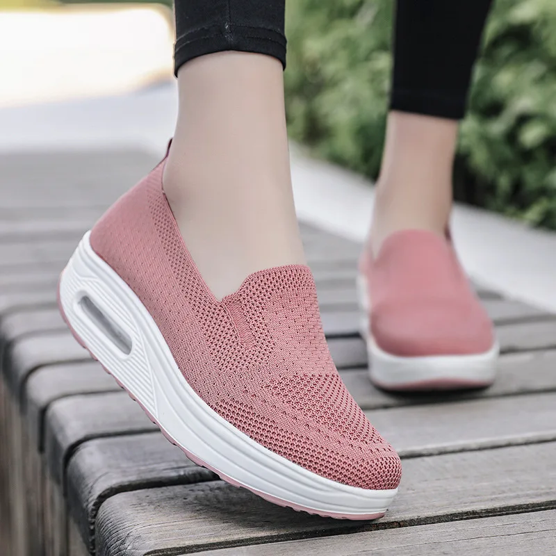 Sneakers Women's Sports Shoes Mesh Breathable Platform Tennis Casual Slip-On Ladies Walking Vulcanized Shoes Zapatillas Mujer