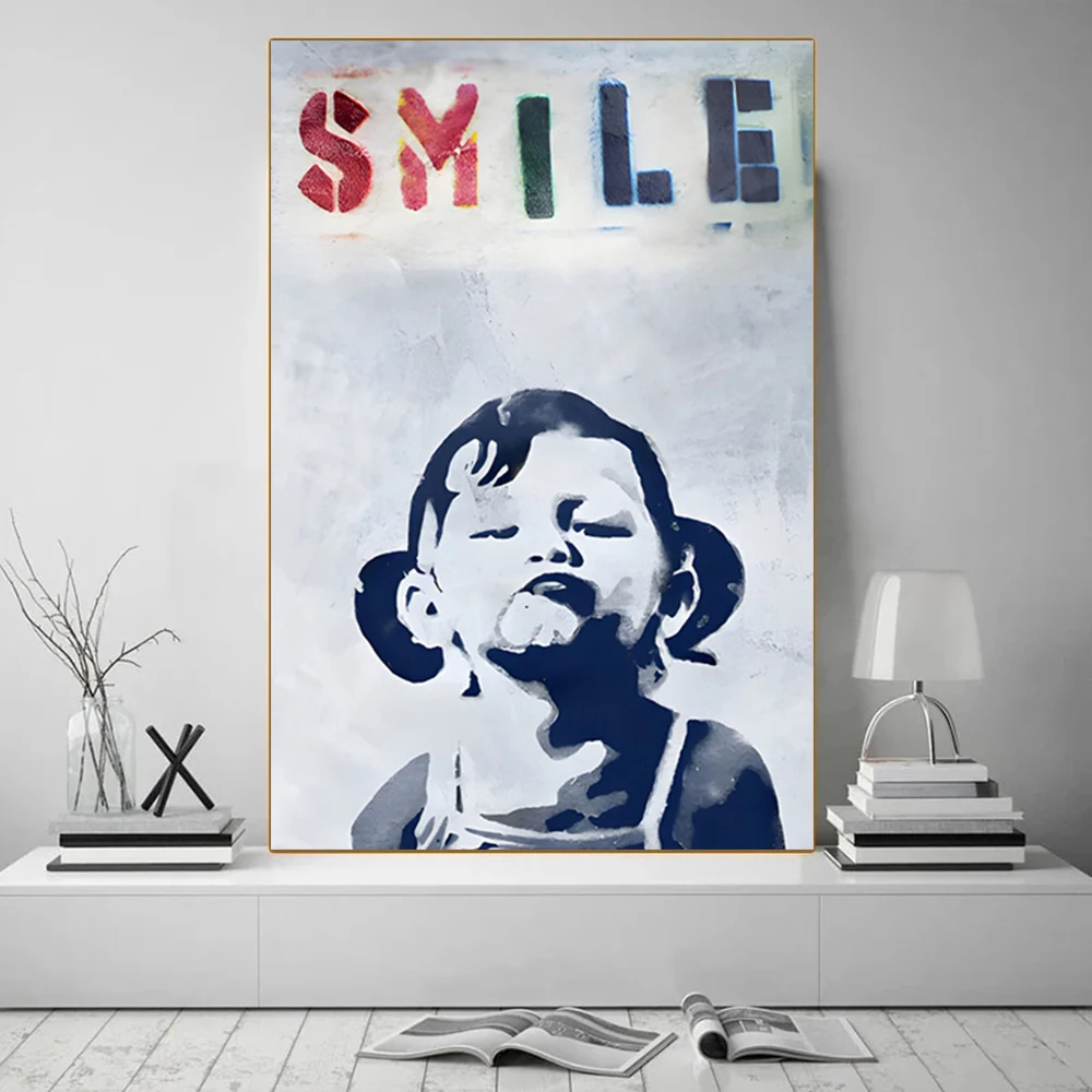 Urban Graffiti Abstract Art Canvas - Girl With Balloon Wall Decor