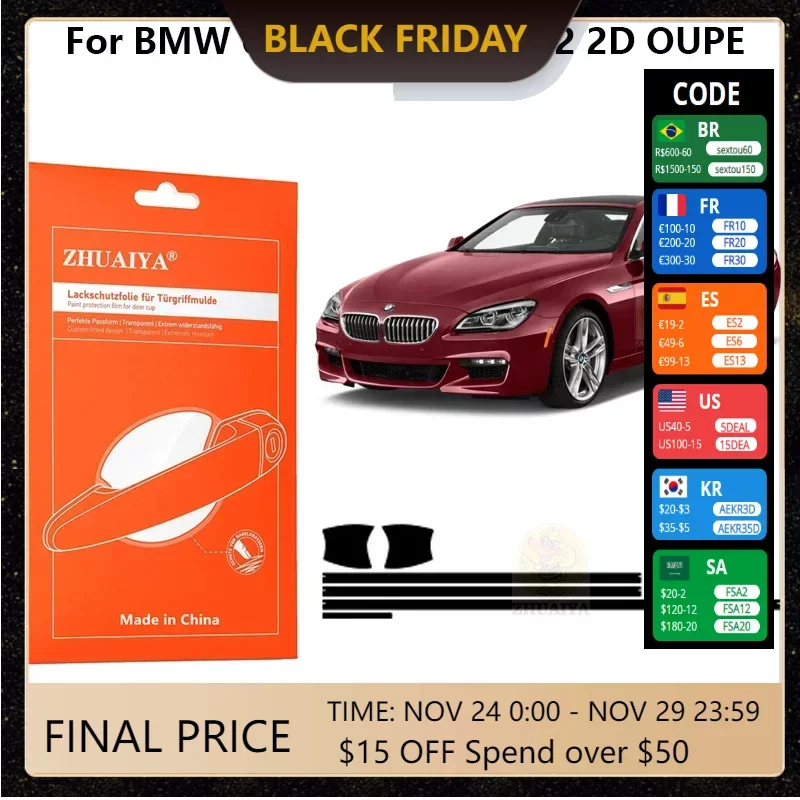 

Защитная пленка ZHUAIYA для красок дверной ручки, ТПУ PPF для BMW 6 серии 2017-2012 2D, автомобильные аксессуары из дыпу