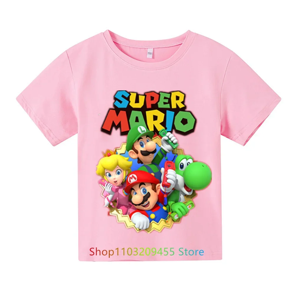 Kids Clothes Cartoon Tops Tee Super Marios-bros T-shirts For Boys Girls T Shirt Children's Clothing Tops T-shirt Boy Baby Tees 5