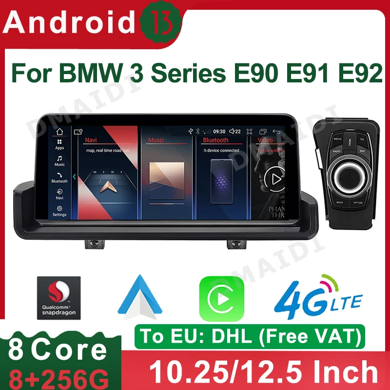 

Snapdragon Android 13 10.25/12.5 Inch 8+256G ID8 For BMW 3 Series E90 E91 E92 E93 GPS Navigation Screen Carplay 1920*720P