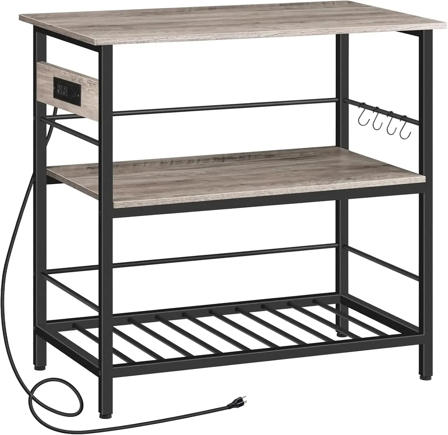 Kitchen Island Storage Kitchen Island Table Power Outlet 3 Tier Coffee Station Microwave Stand for Home
