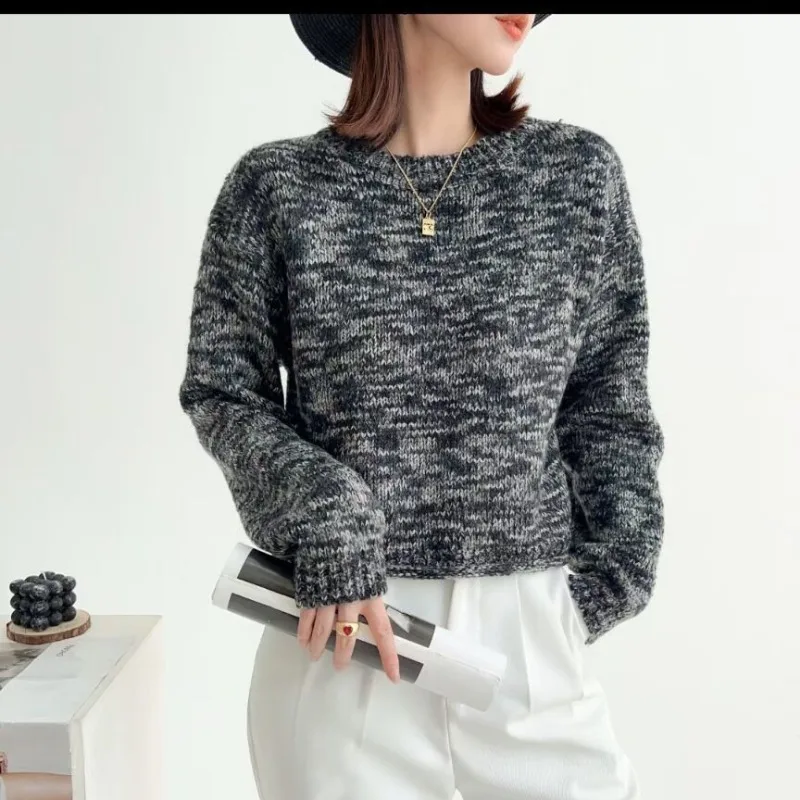 

Pullover Sweater Women 2023 Autumn/Winter Casual Pullover Over Knitwear O Neck Loose Bottom Covering Sweater Pullover Female Top
