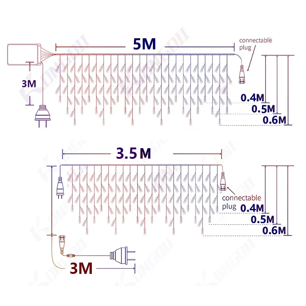 LED Icicle String Lights Christmas Curtain Fairy Lights Garland Remote Outdoor For New Year Wedding Street Holiday Decor led lights led string lights string lights