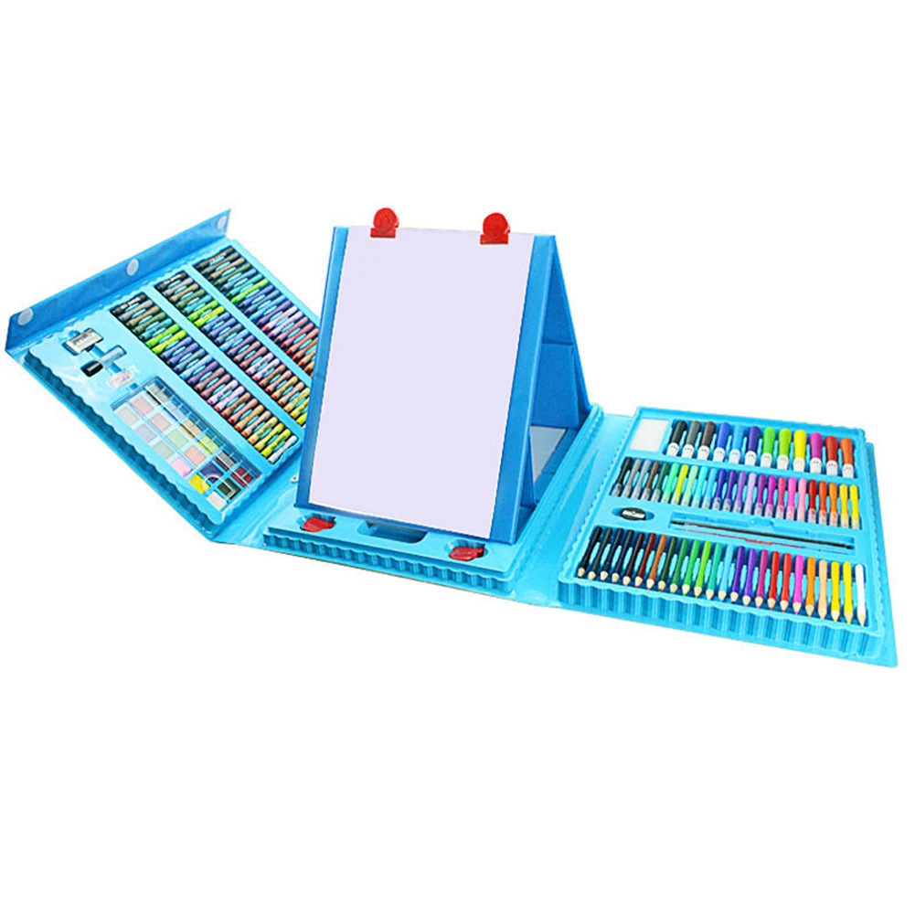 чемоданчик "набор юного художника" для рисования 208. набор для рисования в чемоданчике с мольбертом 208 предметов. комплект набора для рисования с мольбертом. набор для рисования 208. Super mega art set 208 предметов.