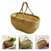 Vegetables Basket Hand Shopping Storage Baskets Garden Hod Fruit Open Bamboo Weaving 5