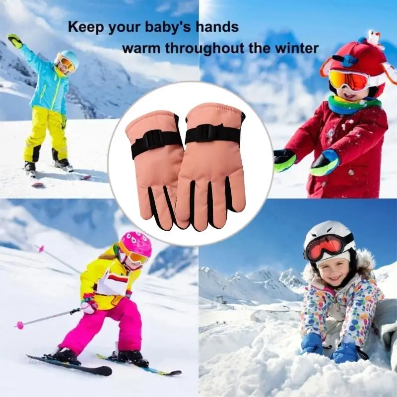 Kids Gloves Waterproof Outdoor Full Finger Thermal Gloves Children Winter Snow Mittens for for 3-13 Years Old Boy Girl