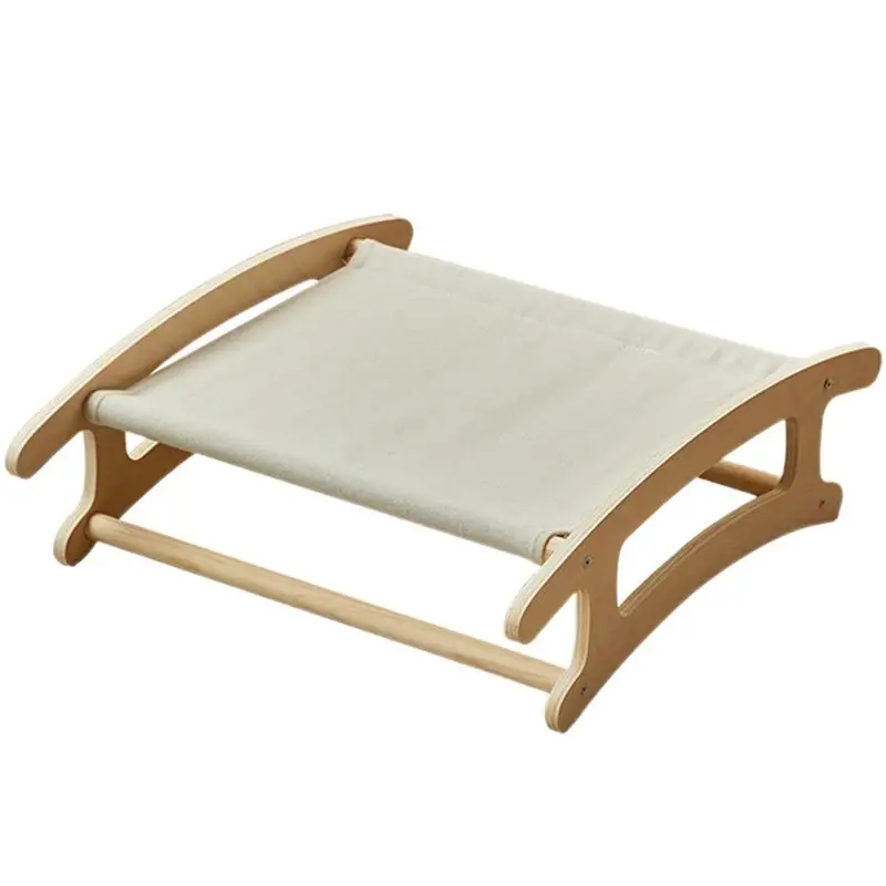 

Wooden Cat Bed Removable Wooden Cat Hammock Grey Wear-Resistant Pet Hammock Space-Saving Hammock Bed For Playing Climbing