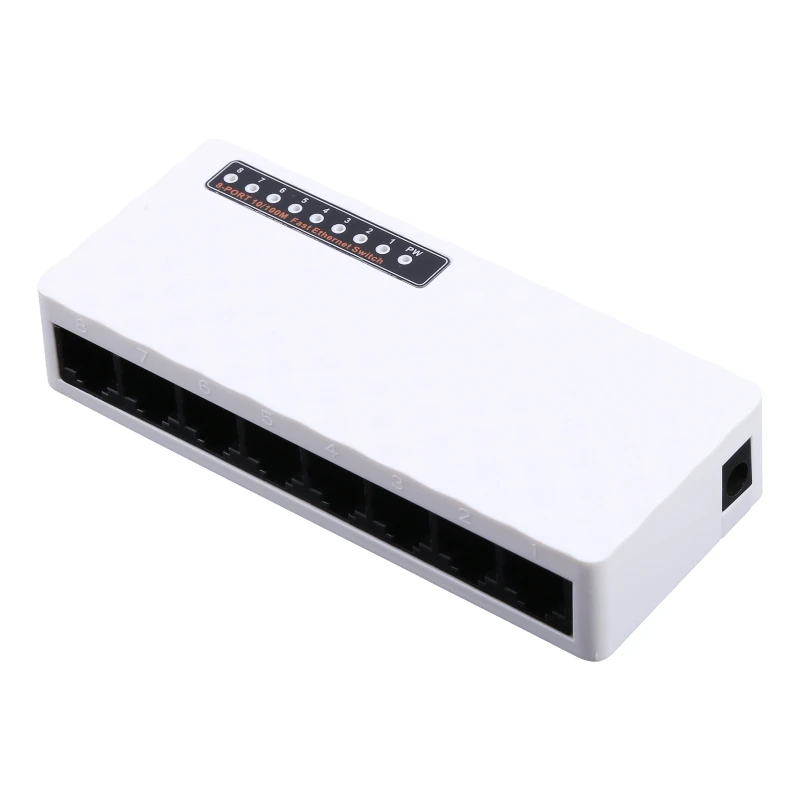 8포트 데스크탑 이더넷 분배기 10/100Mbps 이더넷 네트워크 스위처 어댑터
