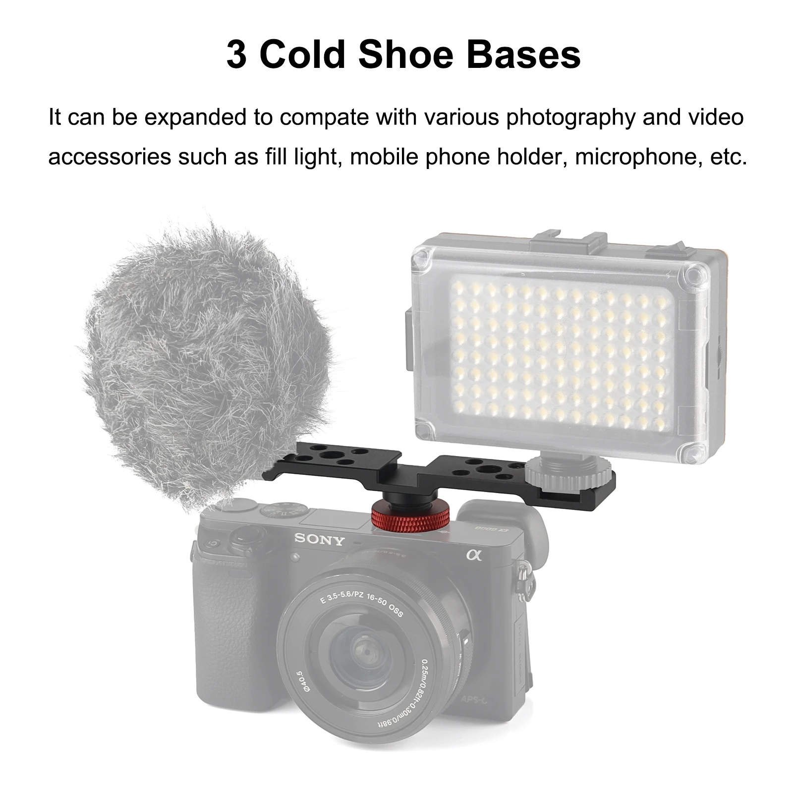 PULUZ Three-head Cold Shoe Bracket Mount For Camera Accessories Such as Microphone or Fill Light