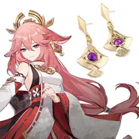 Anime Genshin Impact Anime Yae Miko Vision Cospaly Props Metal Alloy Earring Ear Studs Jewelry Women Accessories Gift for Fans 1