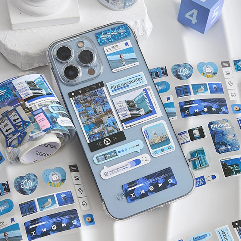 미스터페이퍼 3롤 타임 위스퍼스 시리즈 다이컷 PET 테이프 인스 스타일 인터페이스 데코 스티커 테이프 (저널, 스크랩북, DIY, 휴대폰 케이스용)