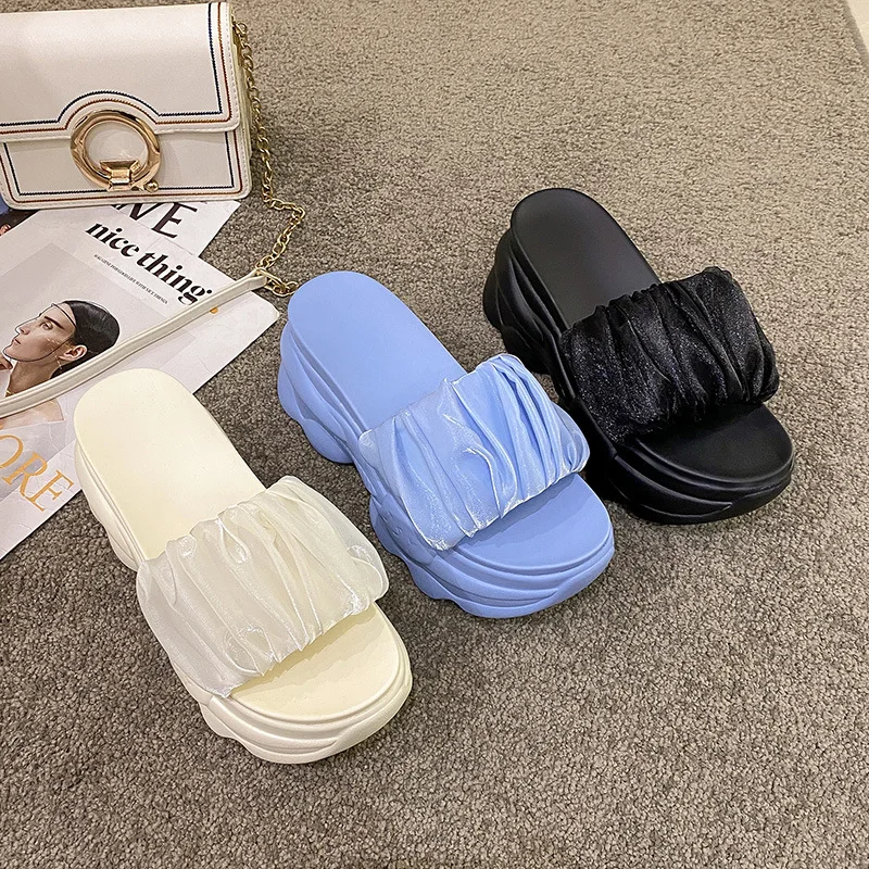 

Сланцы женские на танкетке, роскошные пляжные тапочки, хлопок, низкая танкетка, лето 2024