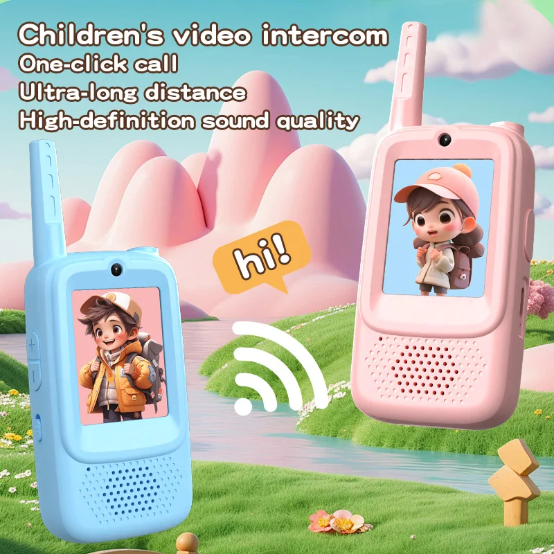 AIRITON Kid Walkie Talkie HD Sound with Selfie Photo & Emoticons - Children's Video Gift Set, 2PCS