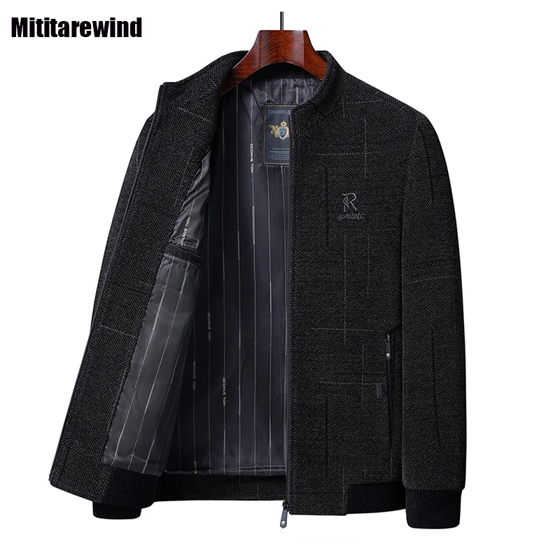 

Winter New Male Coat Casual Stand Collar WarmJackets Zipper Chenille Thickened Plaid Jacket Middle-aged Elderly Men's Clothing