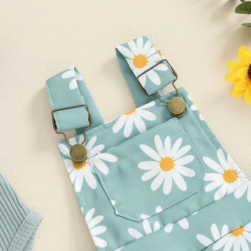 Lioraitiin Baby Girls Floral Romper Shorts Set