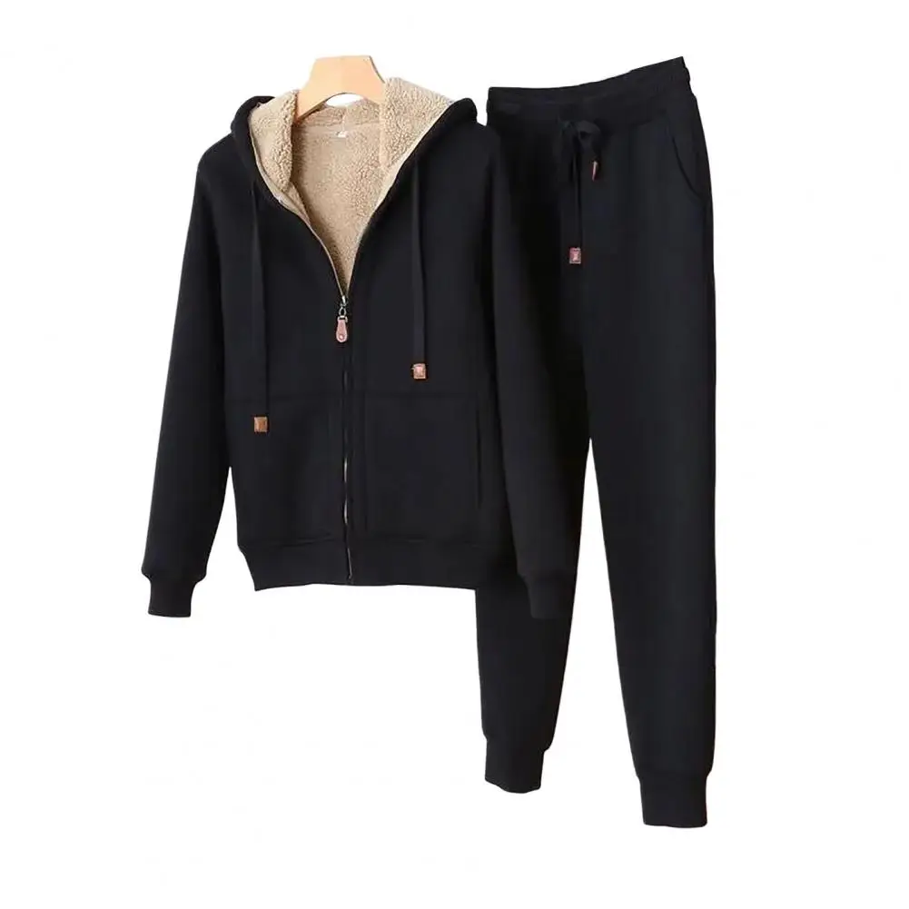 LZPCarra Trainingspak voor dames, winter, comfortabel, joggingpak voor dames, baggy Y2K, sportpak, warm, homewear met capuchon, vrijetijdspak, casual jas met capuchon en joggingbroek met zakken