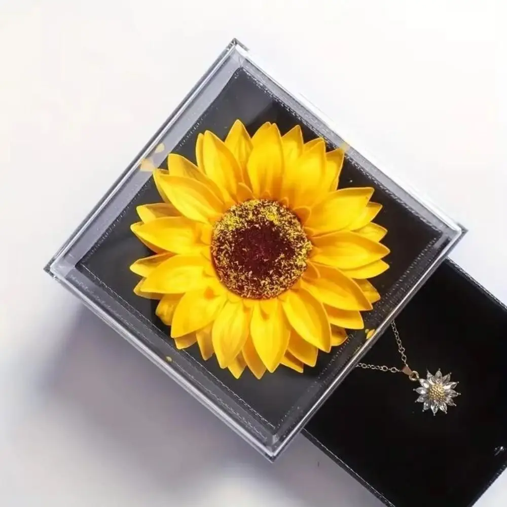 Stainless Steel Sunflower Necklace with Gift Box | Cubic Zirconia “I Love You Sunshine”... - SKU JPB00005 - UGI Packaging