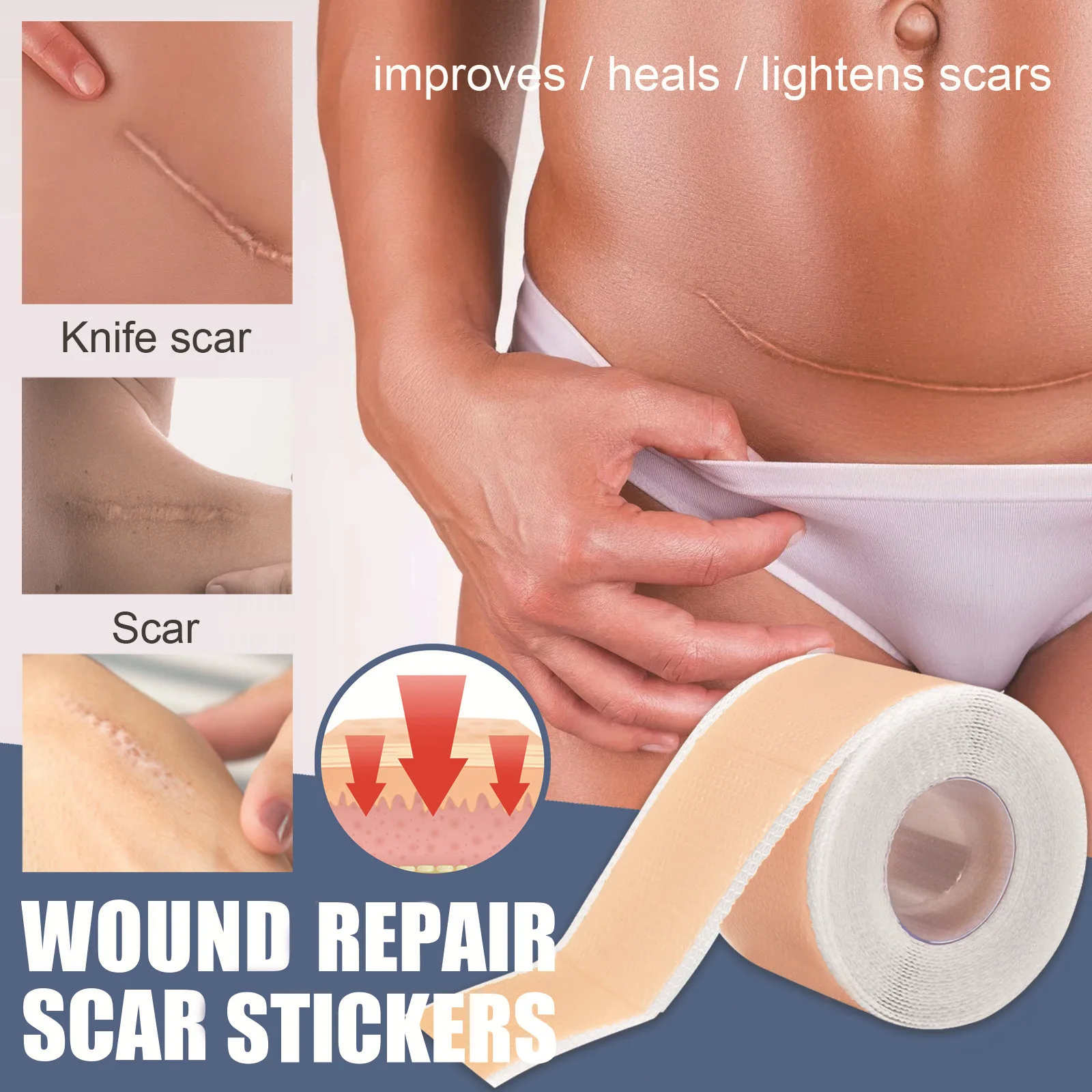 

4x150cm Silicone Scar Sheets Painless Scar Repair Tape Roll Effective Scar Removal Strips for C-Section Keloid Surgery Burn Acne