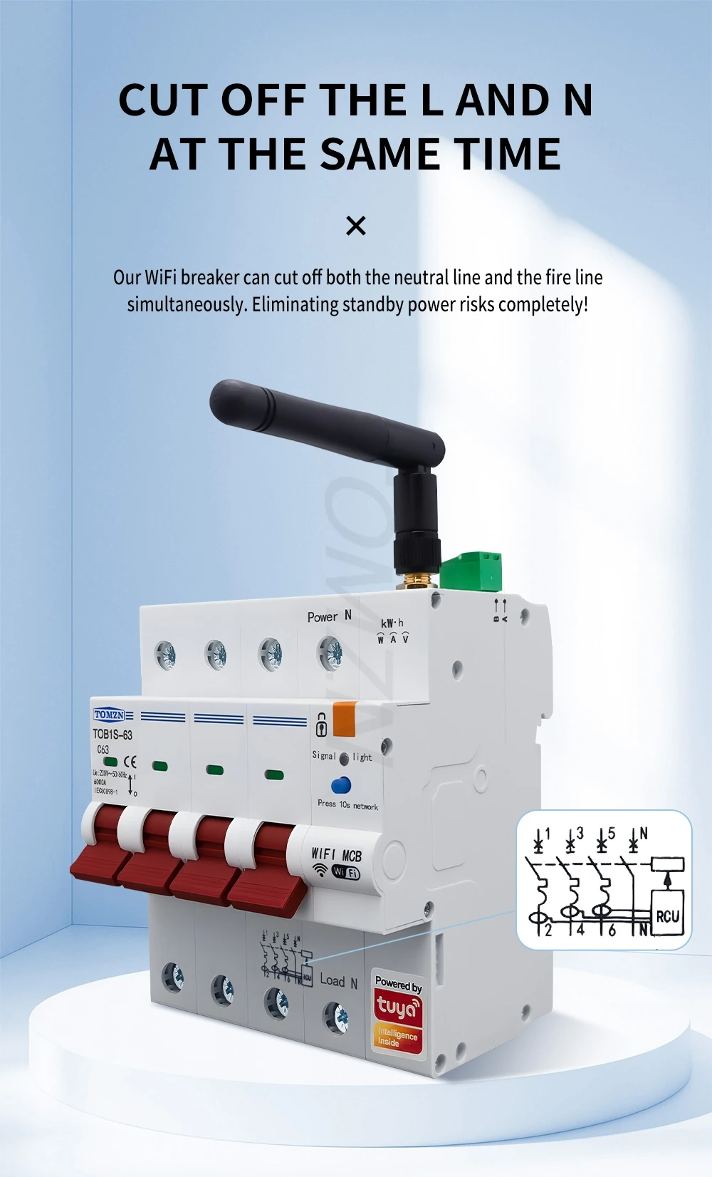 Three-phase 3IN1 WIFI Smart Circuit Breaker 4P Energy Meter RS485 TUYA Prepaid F