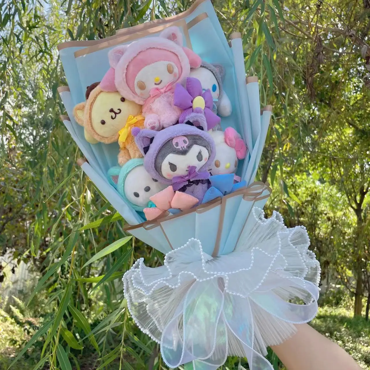 Christmas Gifts Cartoon Sanrio Plush Bouquet My Melody Kuromi Cinnamoroll Kt Cat Plush Doll Toy  Valentine Graduation Gifts kawaii sanrio slippers women my melody slippers kuromi cinnamoroll kt cat plush shoes anime stuffed toys home for winter gifts