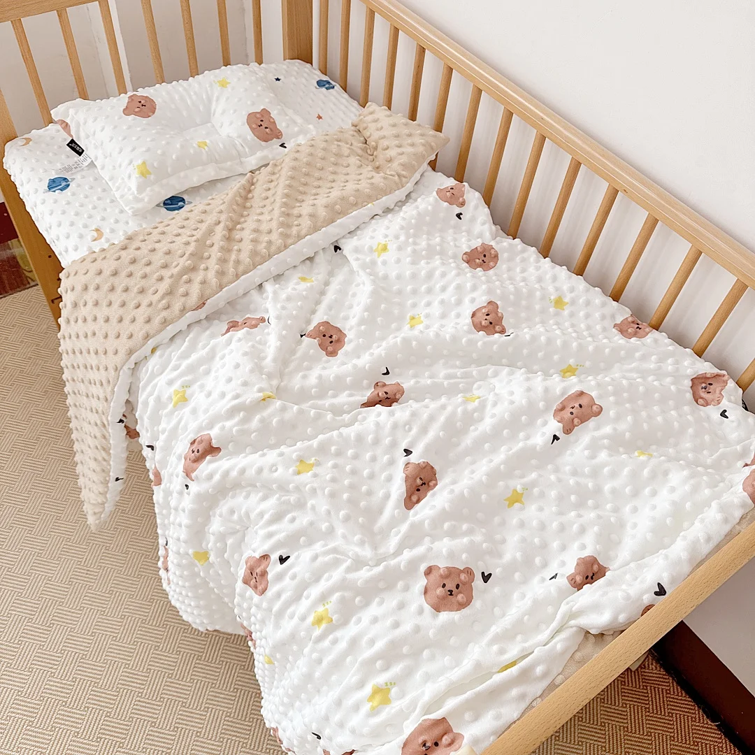 Baby Beanie Velvet Quilt Washed Cotton Embroidered Air Conditioning Quilt Kindergarten Pure Cotton Four Seasons Neutral Warm