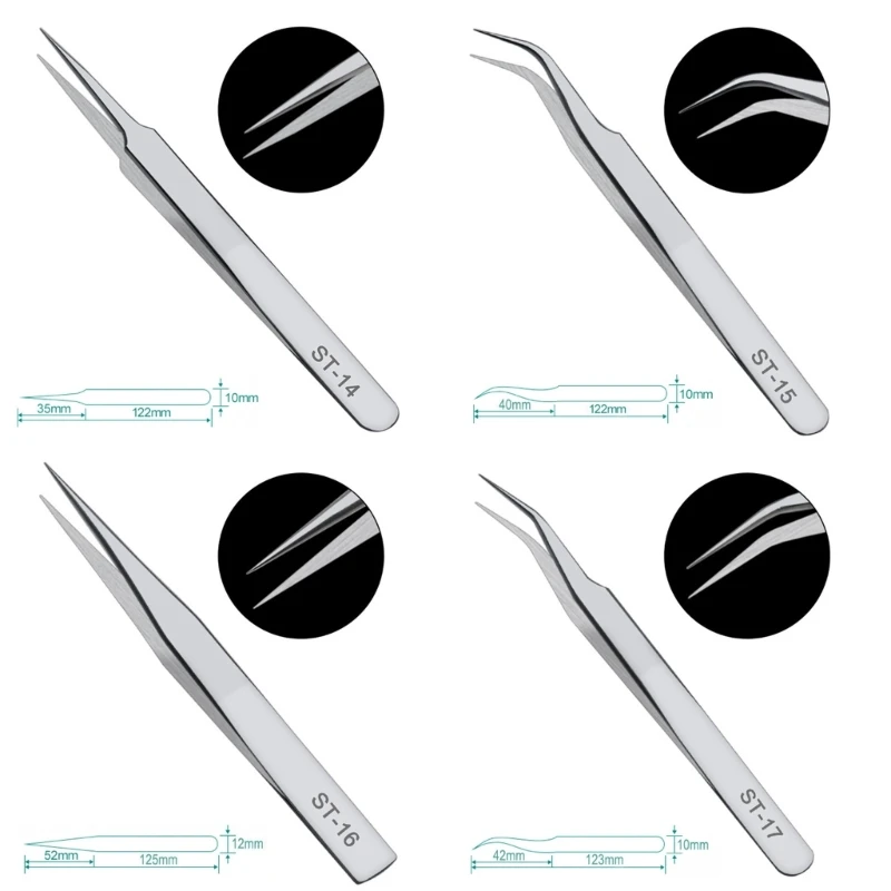 Stainless Steel Long Forceps Straight Head Elbow Tools Tweezers tweezer tool 1 Set