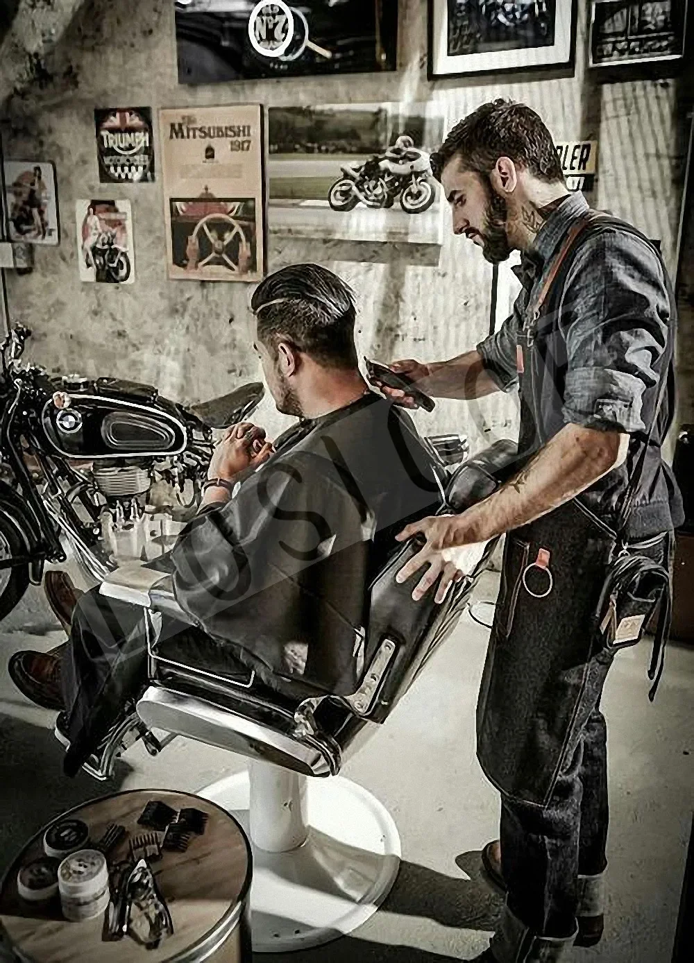 

Vintage Hairdresser Tattoos Patterned Posters Kraft paper Interior Painting Restoring Wall Sticker Barber shop Home Decoration N