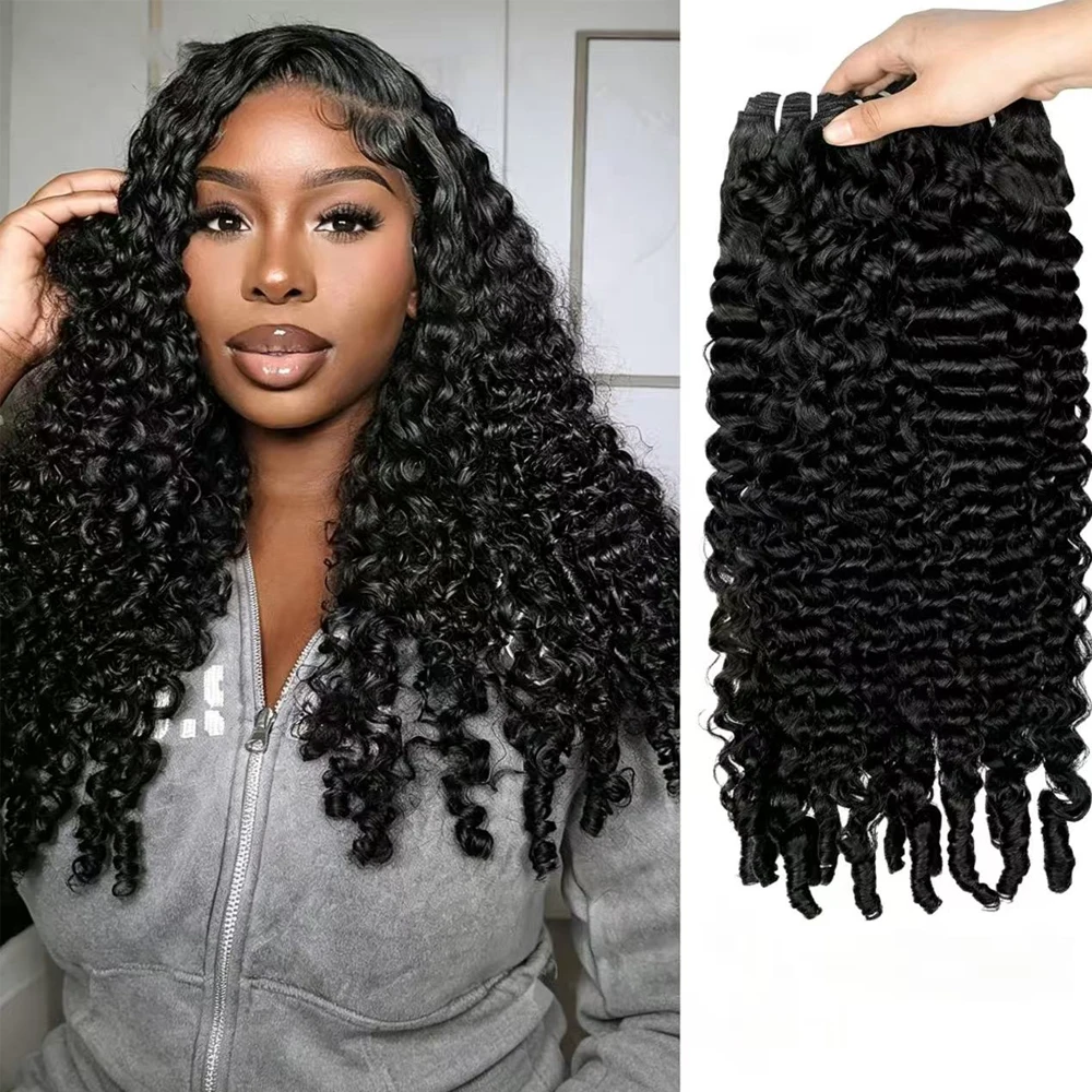 Burmese Curly Human Hair Bundles WIth Spiral Curly End Brazilian 100% Unprocessed 1/3/4 Bundles 12A Burmese Curly Extensions 1