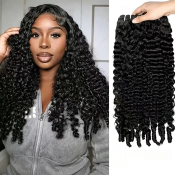 Burmese Curly Human Hair Bundles WIth Spiral Curly End Brazilian 100% Unprocessed 1/3/4 Bundles 12A Burmese Curly Extensions 1