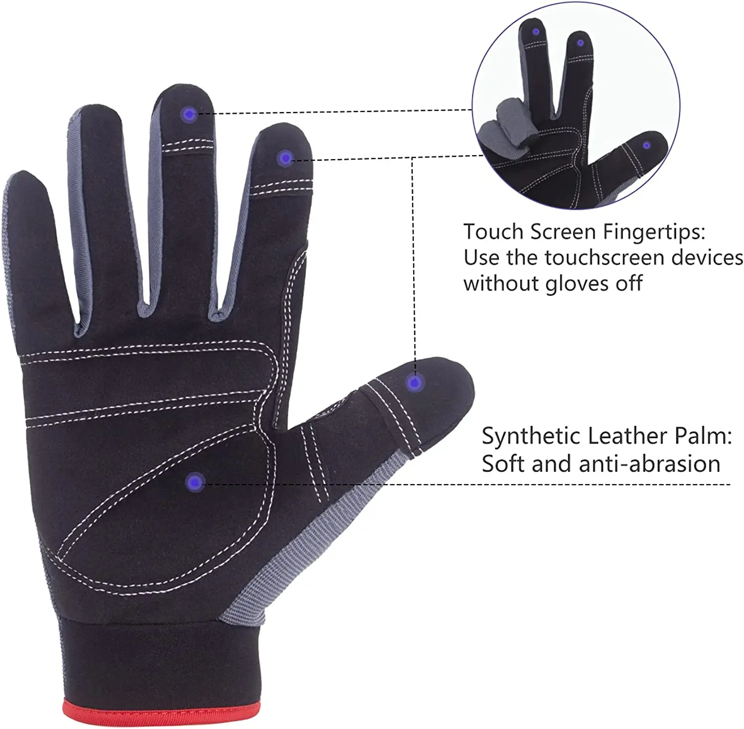 Heavy Duty Mechanic Work Gloves - Touchscreen Welding Construction Safety Gloves