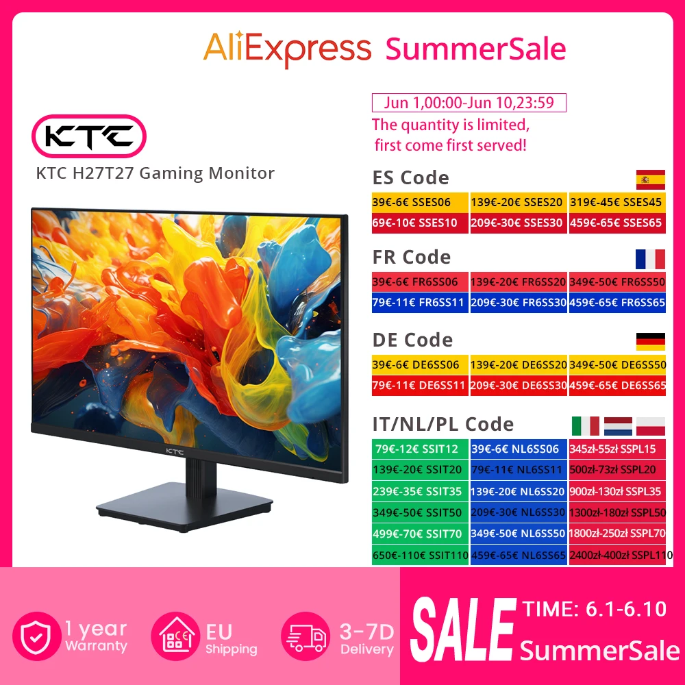 Monitor KTC H27T27 z EU za $76.78 / ~286zł