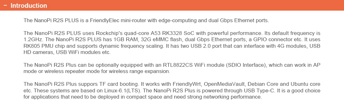 NanoPi R2S plus Development Board Rockchip RK3328 Quad-core A53 SoC 1GB RAM 32GB
