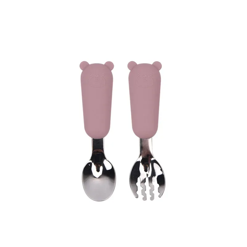 Baby Cartoon Tableware Set Children Utensil Stainless Steel Toddler Dinnerware Cutlery Cartoon Infant Food Feeding Spoon Fork