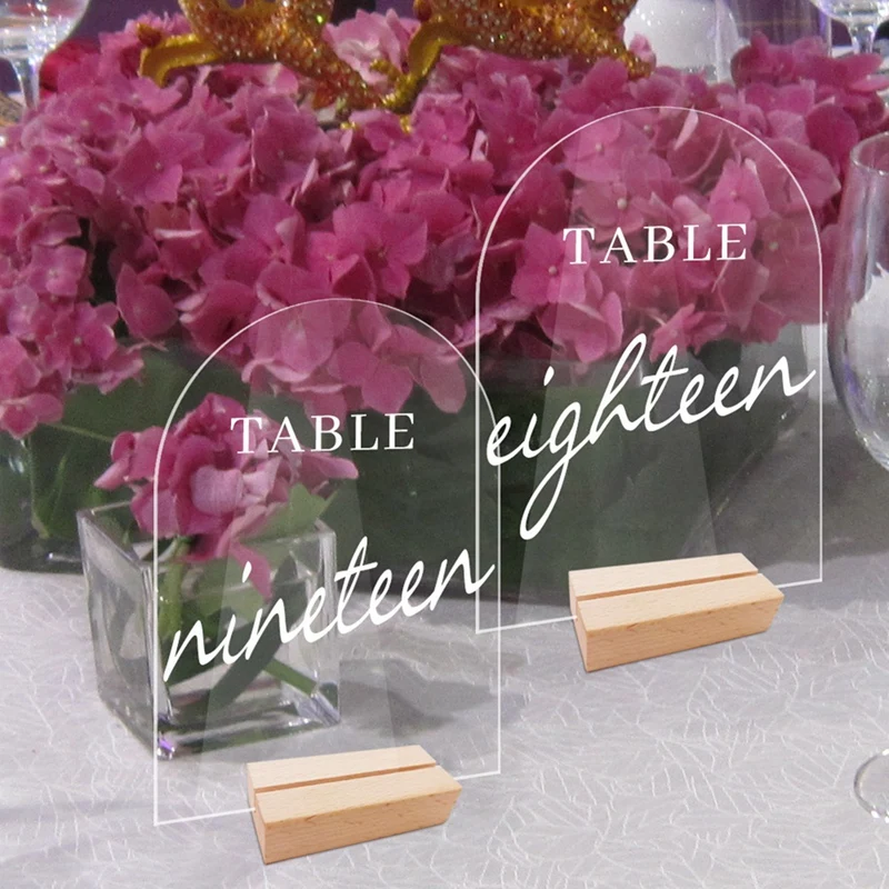 12PCS DIY Blank Acrylic Table Sign Clear Sign With Stand Transparent Arch Table Numbers Card Wedding Decoration, Durable A