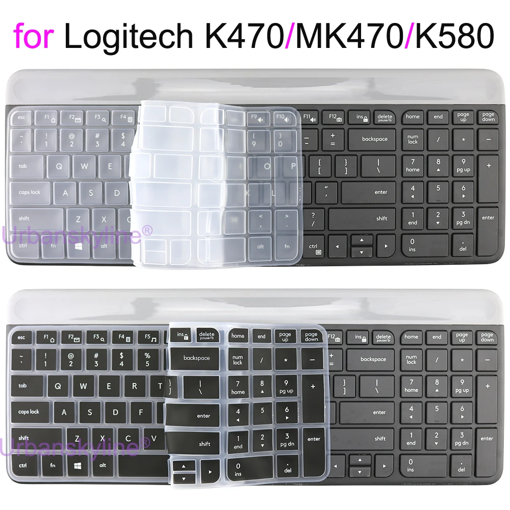 K580 Cover Per Tastiera Per Logitech K580 K470 Mk470 Per Logi Set Pellicola Protettiva In Silicone Trasparente Pellicola Accessori Sottili
