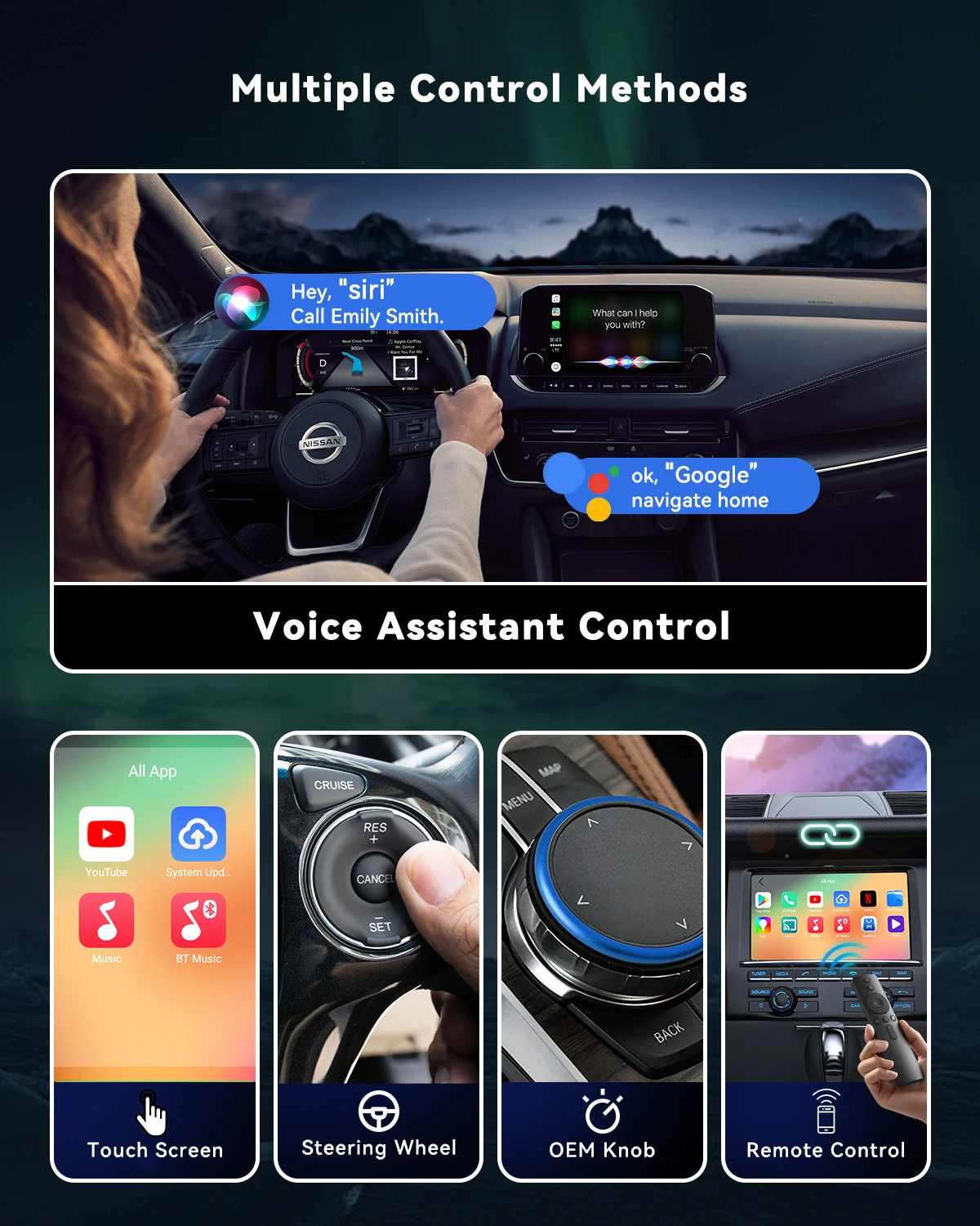 Wireless CarPlay Android Auto Adapter with Netflix YouTube