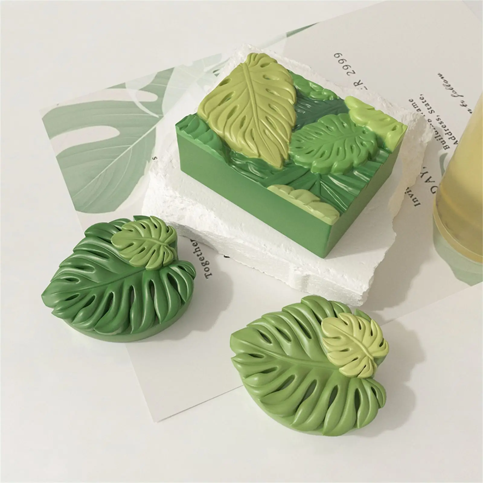 Handmade Soap Silicone Mold DIY Turtle Back Bamboo Leaf Pattern Tray Mold Sunflower Candle Aroma Making DIY Decoration