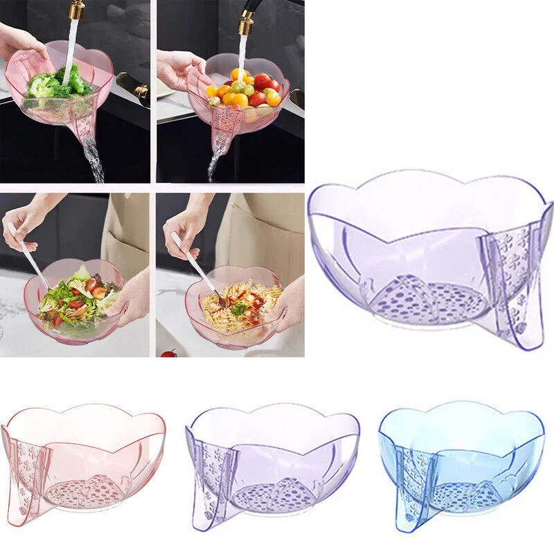 

Multi Functional Drain Basket Kitchen Vegetables Fruits Washing Strainer Bowl With Funnel Plastic Drainage Basket Storage Tray