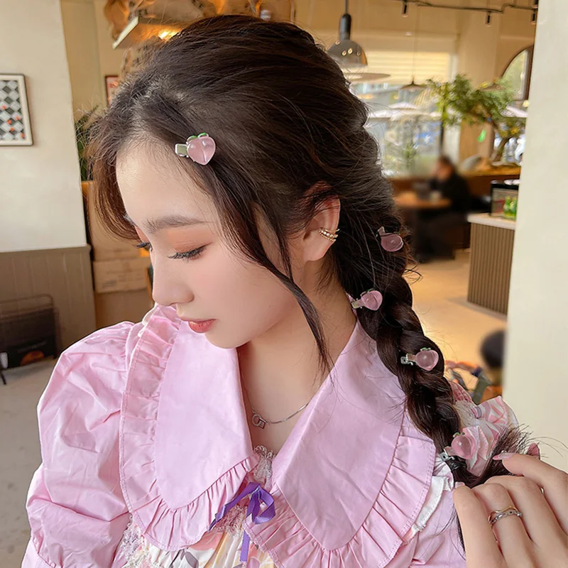 New Small Bow Hairpins Cute Peach Rose Headwear Hair Accessories