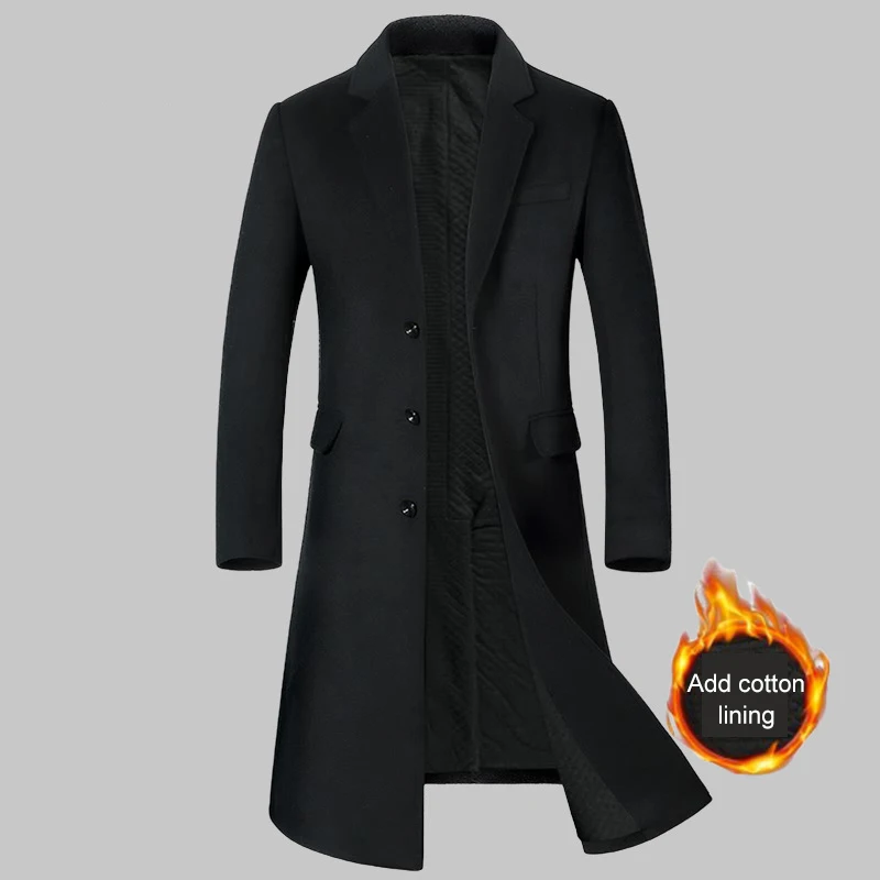 AutumnandWinterNewMensWoolCoatLongOverTheKneeSuitCollar