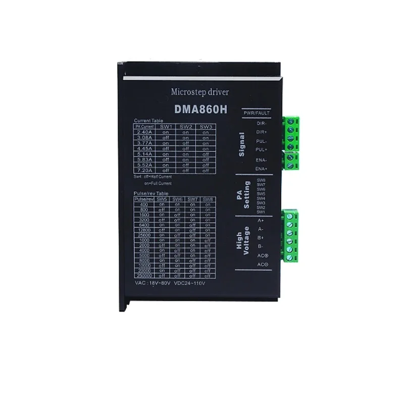 스테퍼 모터(86BYG250H, 12NM) + Nema 57, 86, 23, 34 스테퍼 모터용 팬 냉각 기능이 있는 DMA860H 드라이버