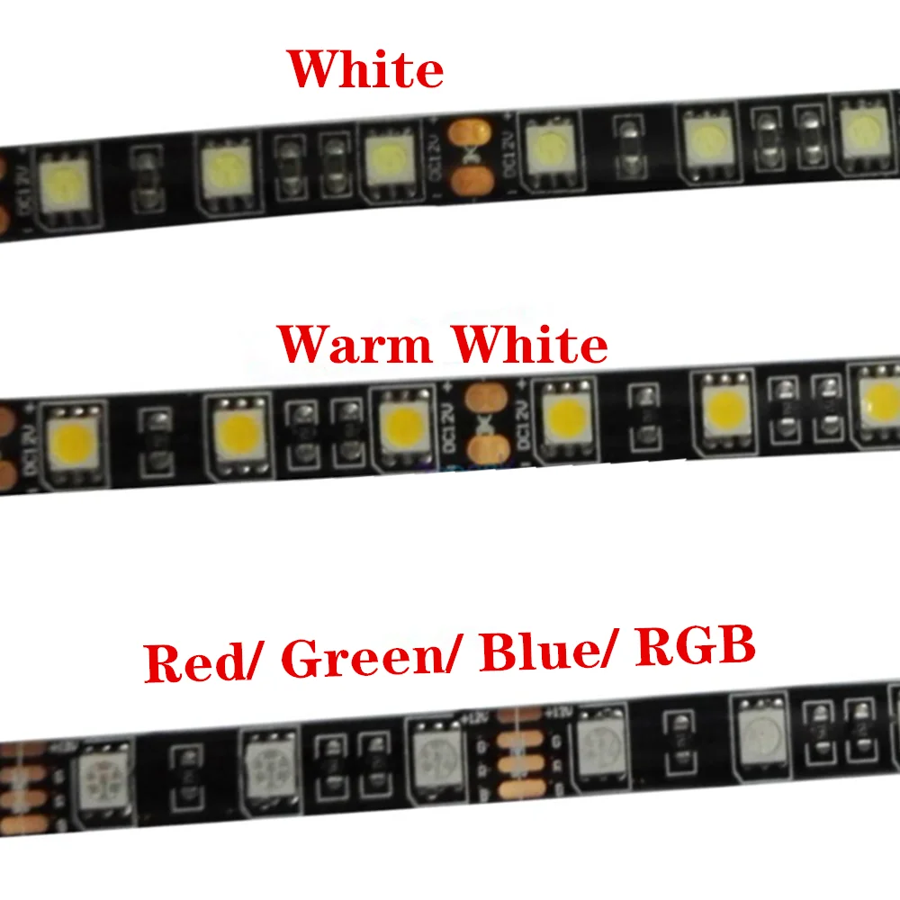 

Black PCB 5050 LED Strip,DC12V,60LED/m,5m 300LED,IP20/IP65 Waterproof,RGB,White,Warm White,Red,Green,Blue RGBW RGBWW