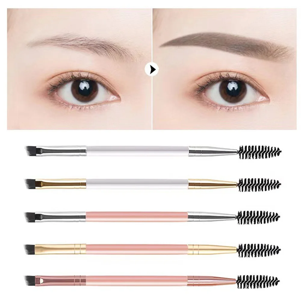 

Portable Double Head Makeup Eyebrow Brush Double Sided Blending Eye Eyebrow Flat Angled Make Up Brush Comb Tool Maquillaje