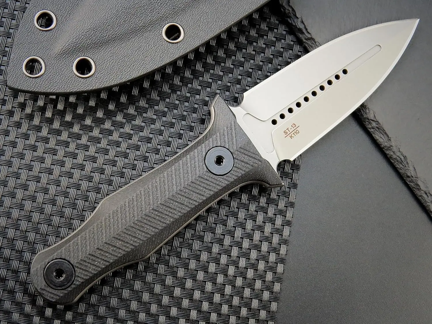 Sitivien ST13 Fixed Blade Knife K110 Stonewashed Steel Blade G10 Handle Full Tang Survival Knife for Outdoor EDC Camping Hunting 4