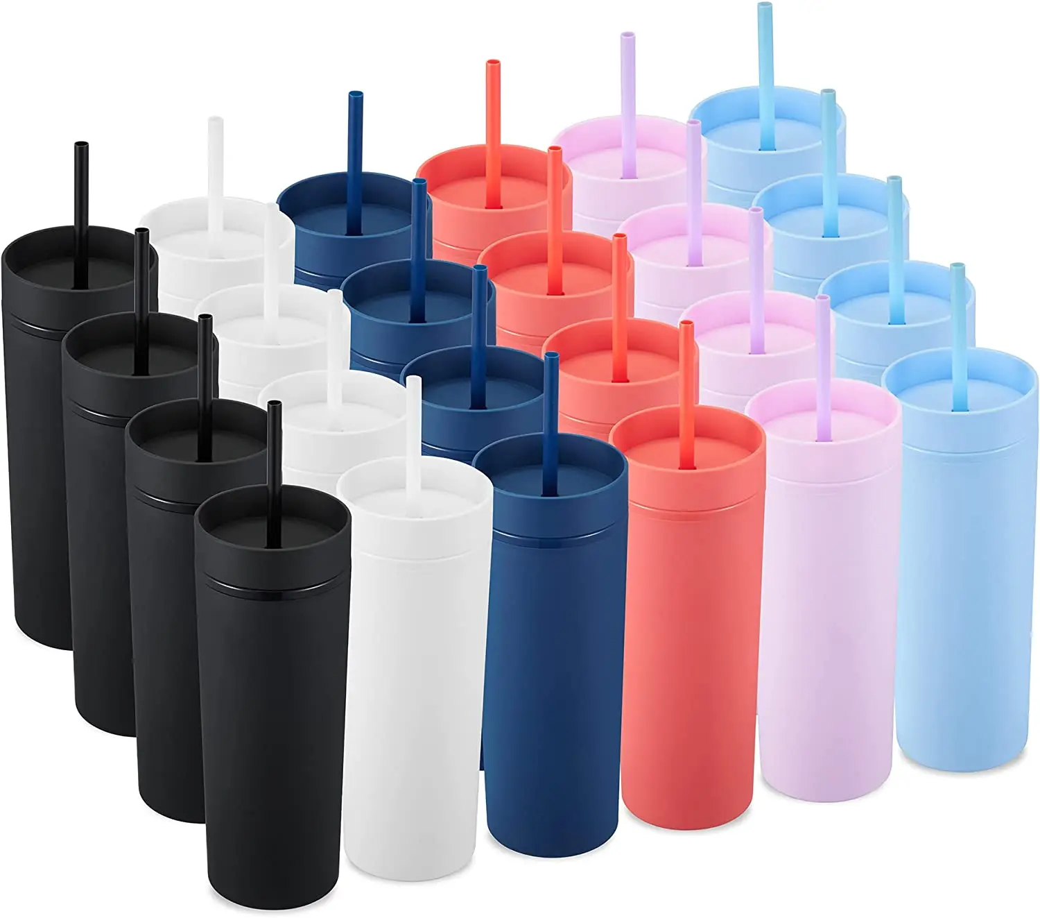 Vaso De Plástico Duro Con Tapa Y Pajita, Transparente De Doble Pared, Vaso De Plástico Reutilizable, Pajita De Plástico Reutilizable, Vasos De Plástico Para Fiestas (2,650 Ml