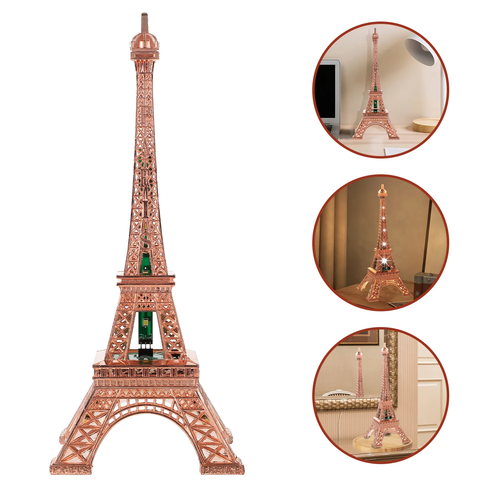 

Led Light Paris Eiffel Tower Wedding Decoration Architecture Metal Crafts Vintage Model Desktop Decoration Travel Souvenirs