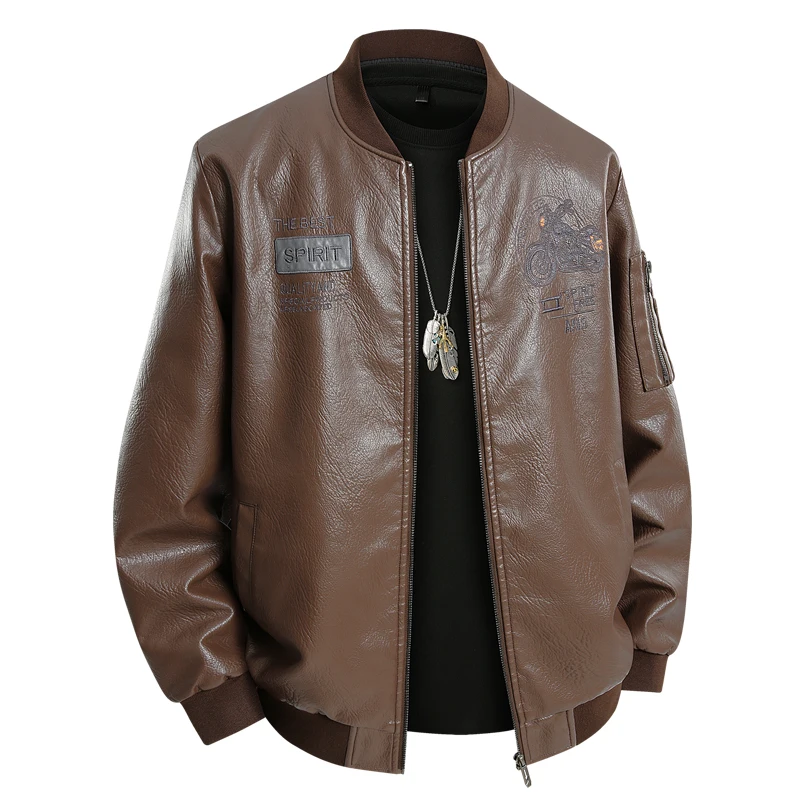 Lederjacke Herren Moto Mäntel Übergroße 6XL 7XL 8XL Plus Größe 2025, Straße Frühling Schwarz Herbst Hip Hop Wasserdicht Softshell – Detail 9